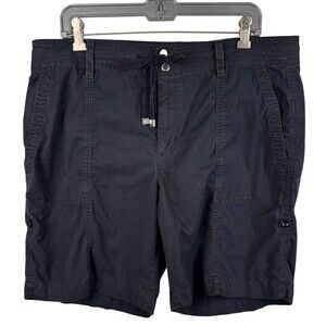 Lauren Ralph Lauren Black‎ Shorts Size 14 Drawstring Cargo 100% Cotton